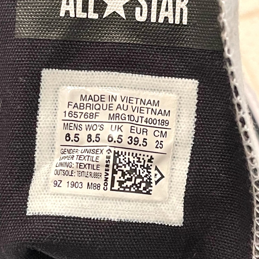 Converse Chuck Taylor All Star SEEK PEACE, Pre-Owned W-8.5 M-6.5 - Picture 6 of 7